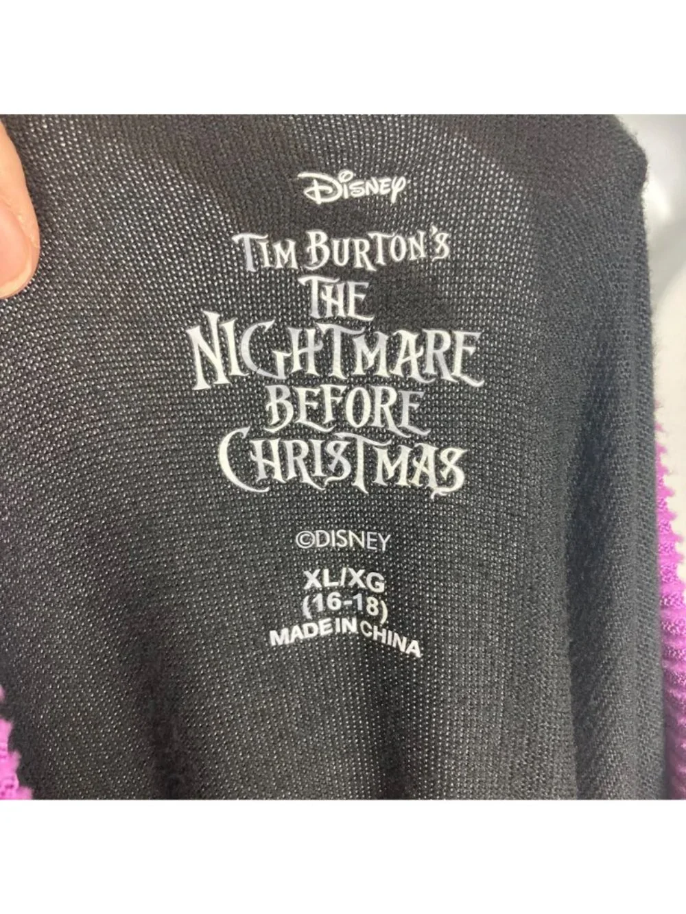 Disneys Nightmare Before Christmas Sleep Shirt Womens XL Lounge Top Black Purple - Picture 5 of 7